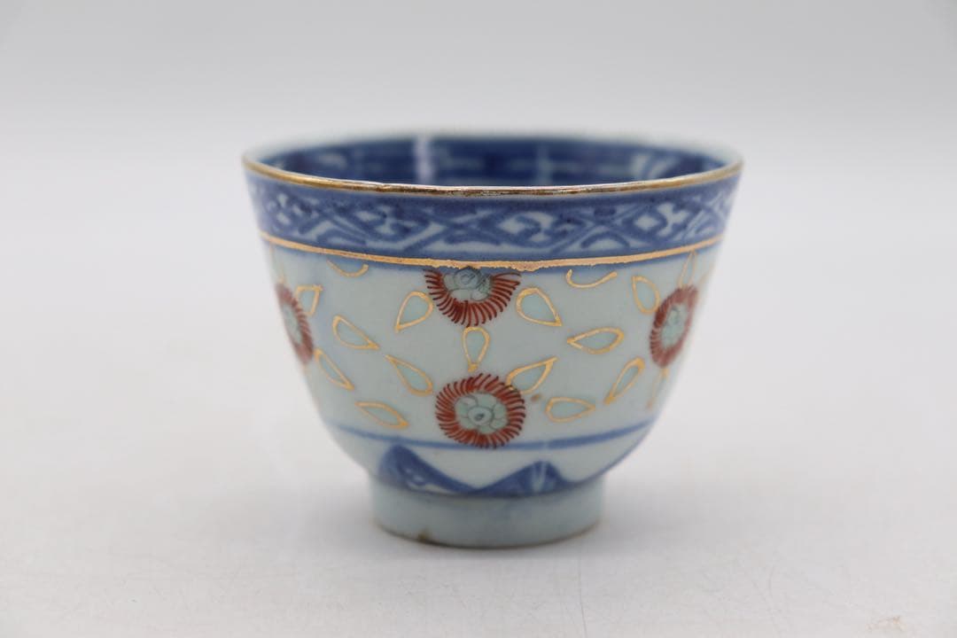 中国　清時代　康熙年製　玲瓏茶器　湯呑み5点　送料込み250626