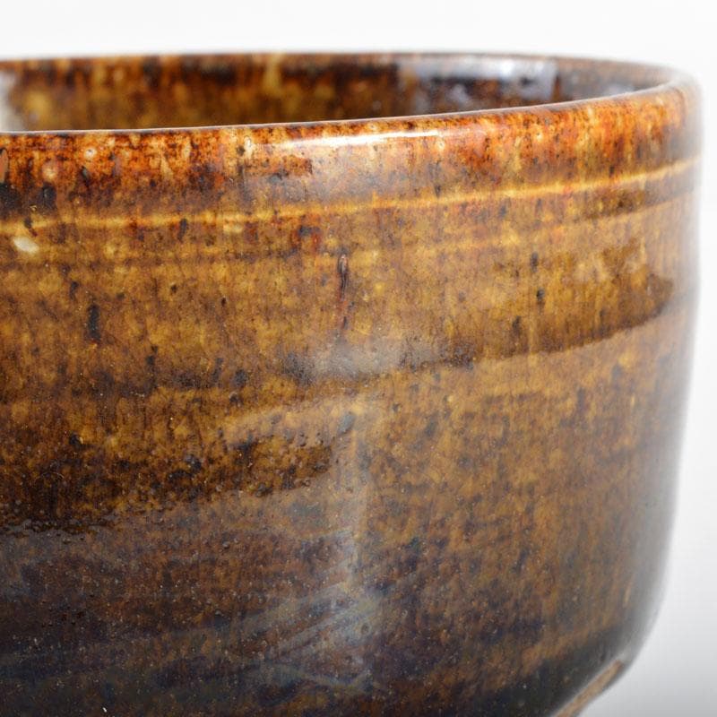 茶道具　瀬戸焼　飴釉　茶碗　銘「琢磨」　裏千家十五代鵬雲斎極め箱　D　R4723