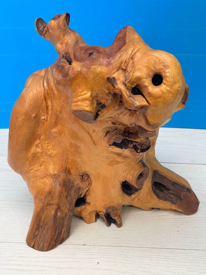 木製彫刻 自然な形状のオブジェ 約30cm