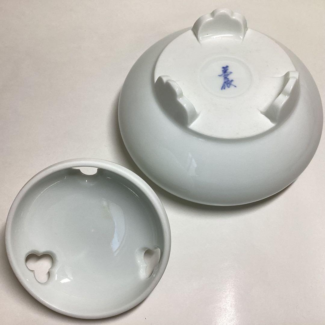 香炉 白磁 丸 木箱入 井上萬二 茶道具 古物品