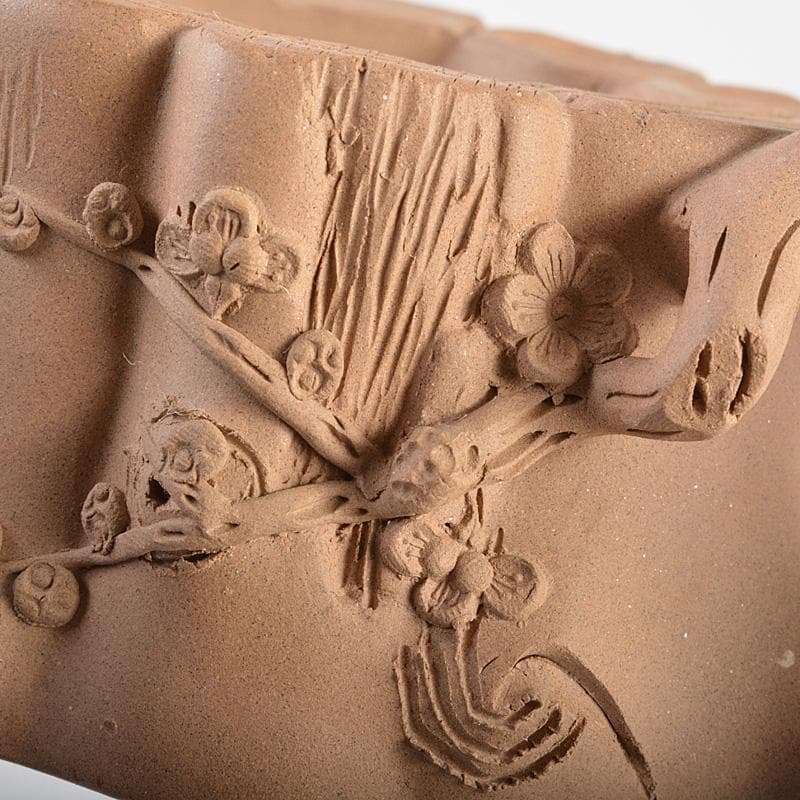 中国　紫砂　黄泥　布袋摘　梅文　急須　茶壷　在銘　C　R5770