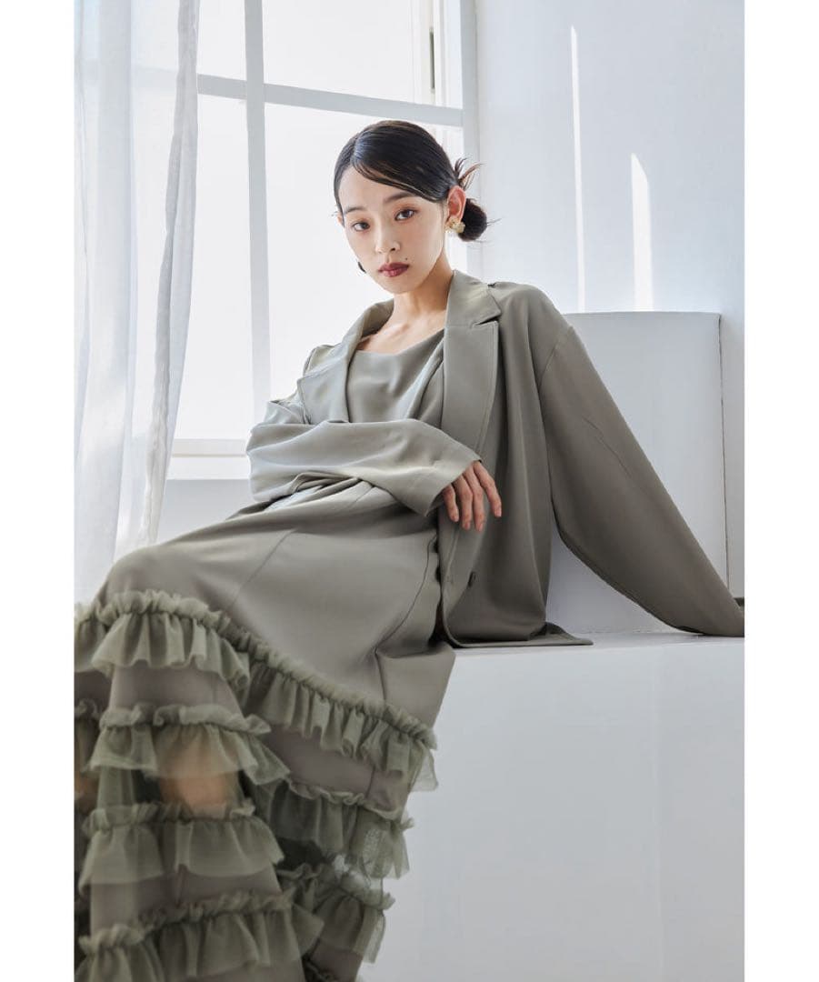 完売品 新品タグ付 et.univer トランスペアレントヘムセットアップドレス