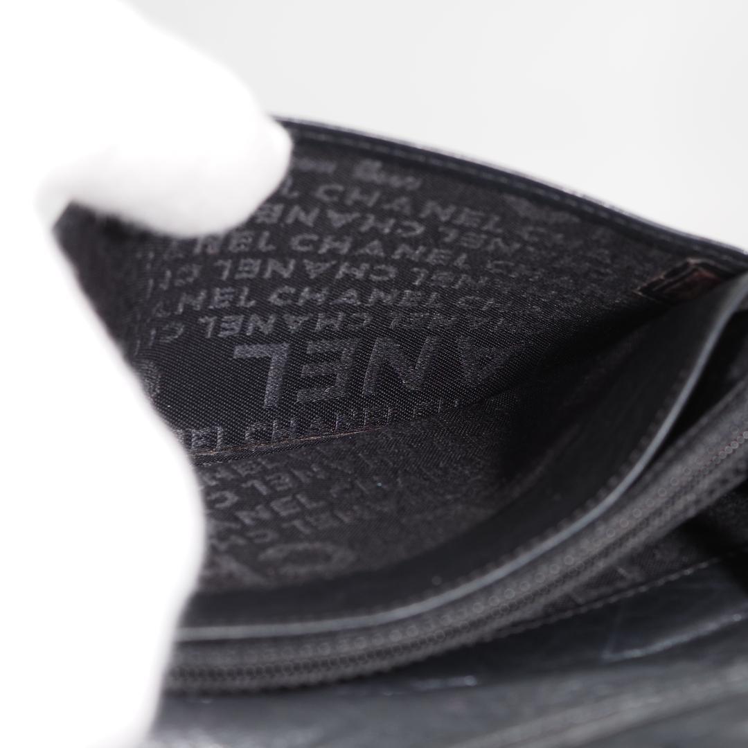 CHANEL シャネル カンボンライン 長財布 黒×黒