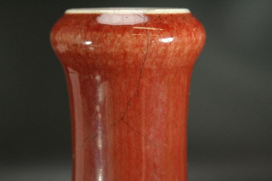 中国美術 釉裏紅 瓶 高21cm RC783