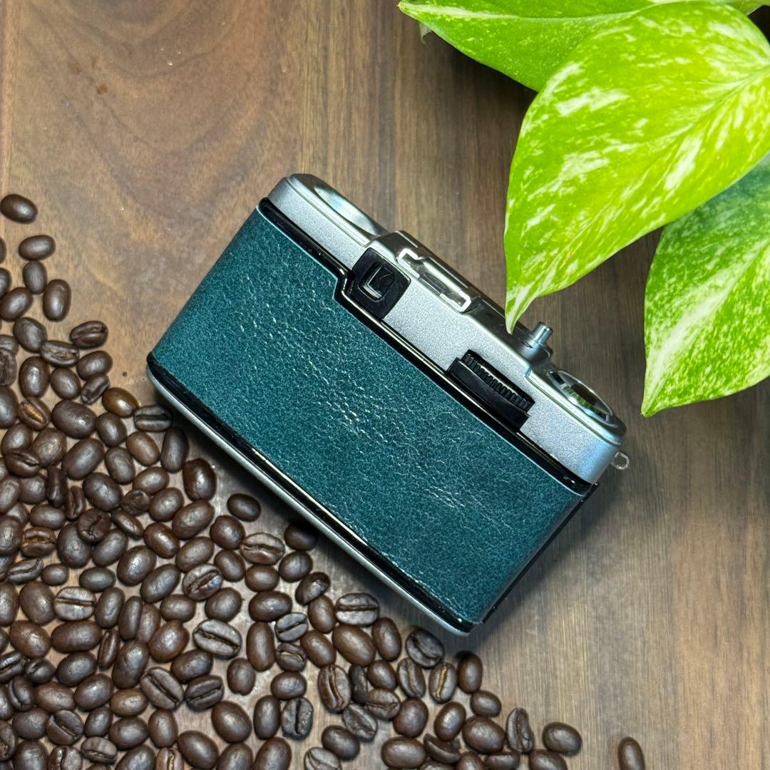 ✴️シボ革グリーンレザー✴️実写・分解整備済✴️オリンパスPEN EE-3 完動品‼️