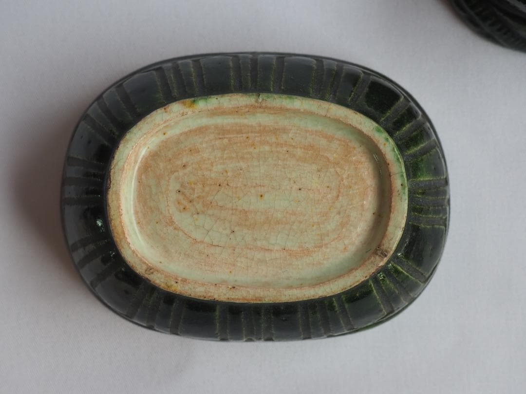 9代樂了入造『交趾写獅子香合』（共箱）