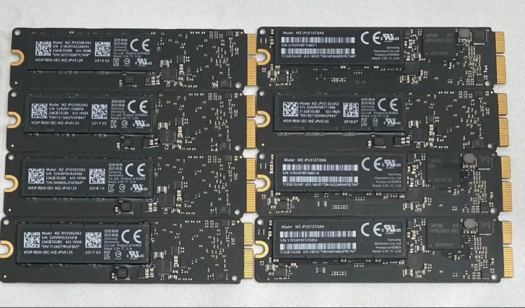 内蔵型SSD Apple SSD (256GBx5)(512GBx5)(1TBx1)