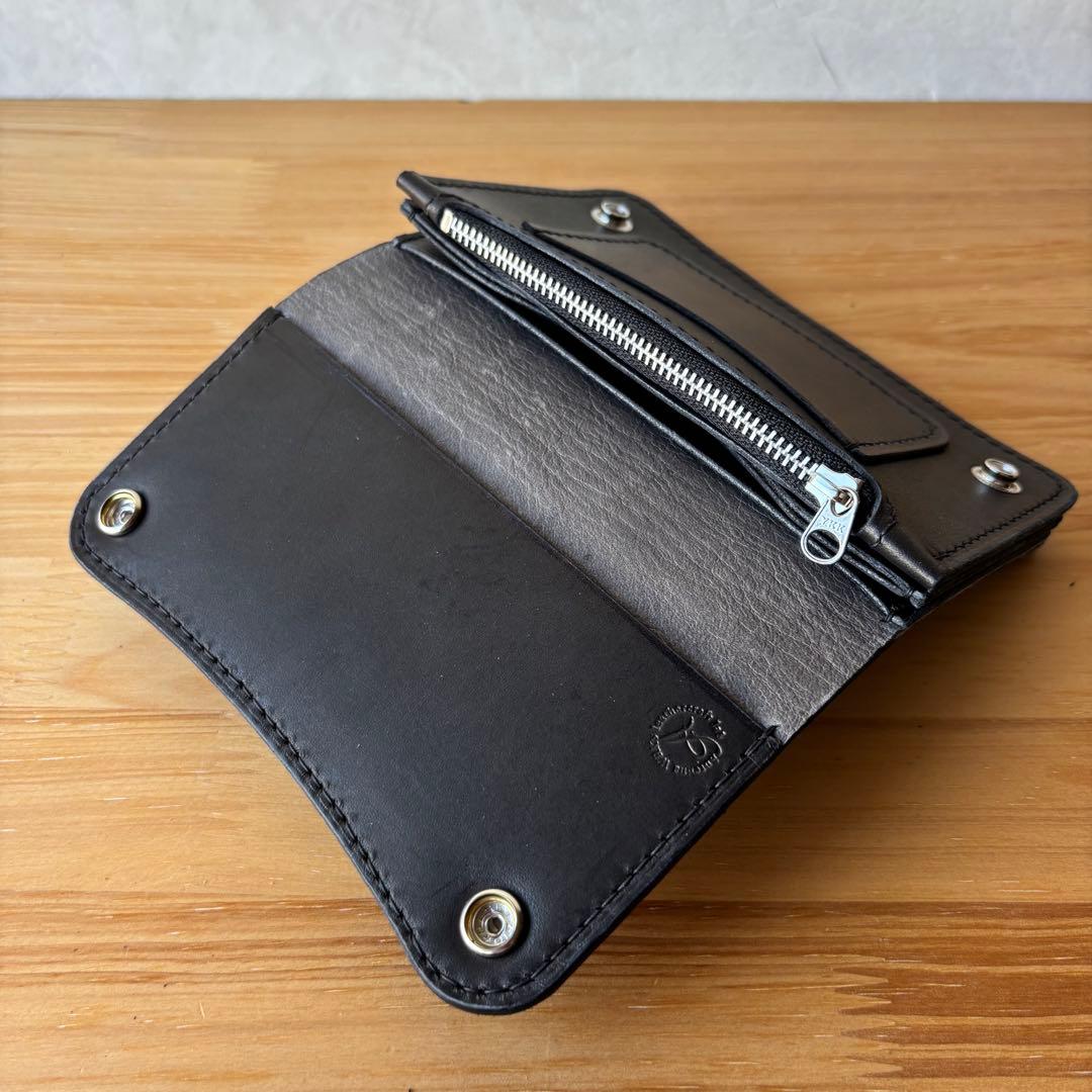 【ブラック&クロコダイル】ミドルトラッカーウォレット イタリアンレザー 本革②2