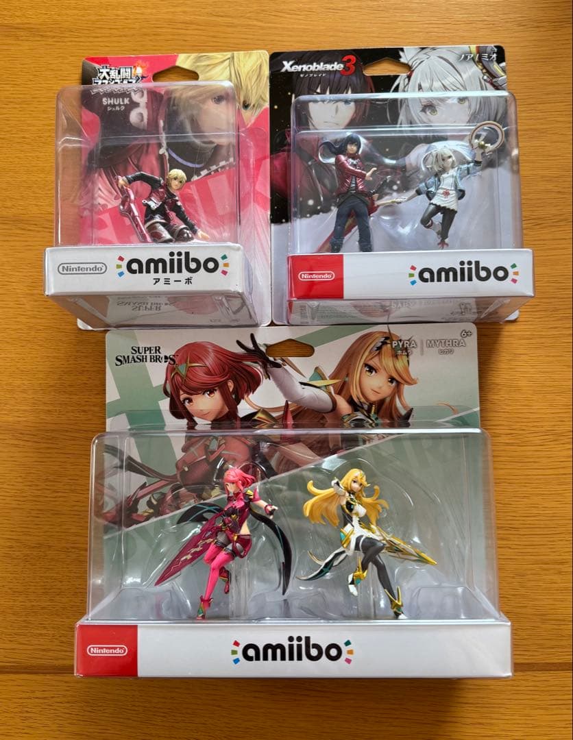 新品未開封 ゼノブレイド amiibo シュルク ホムラ/ヒカリ ノア/ミオ