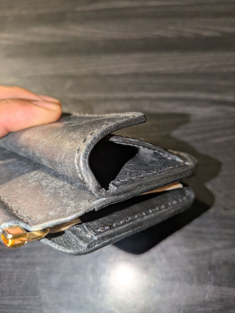 イタリアンレザー マネークリップ式 コンパクト財布 ウォレット 本革 総手縫い