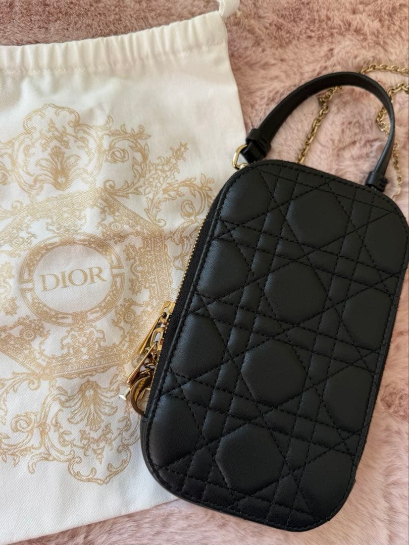 Ladydior フォンホルダー　カナージュラムスキン　保存袋付き
