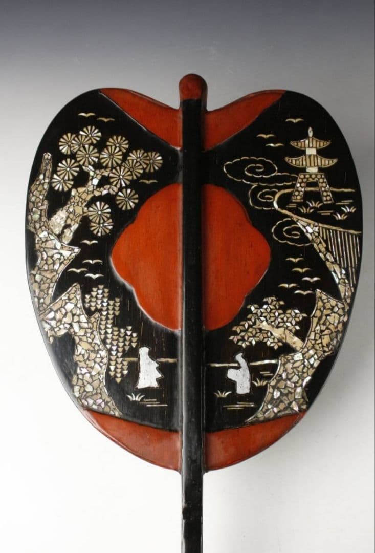 江戸期 漆塗螺鈿細工軍配 采配 大相撲 行司 時代武具 武士道 刀 侍 戦 扇子