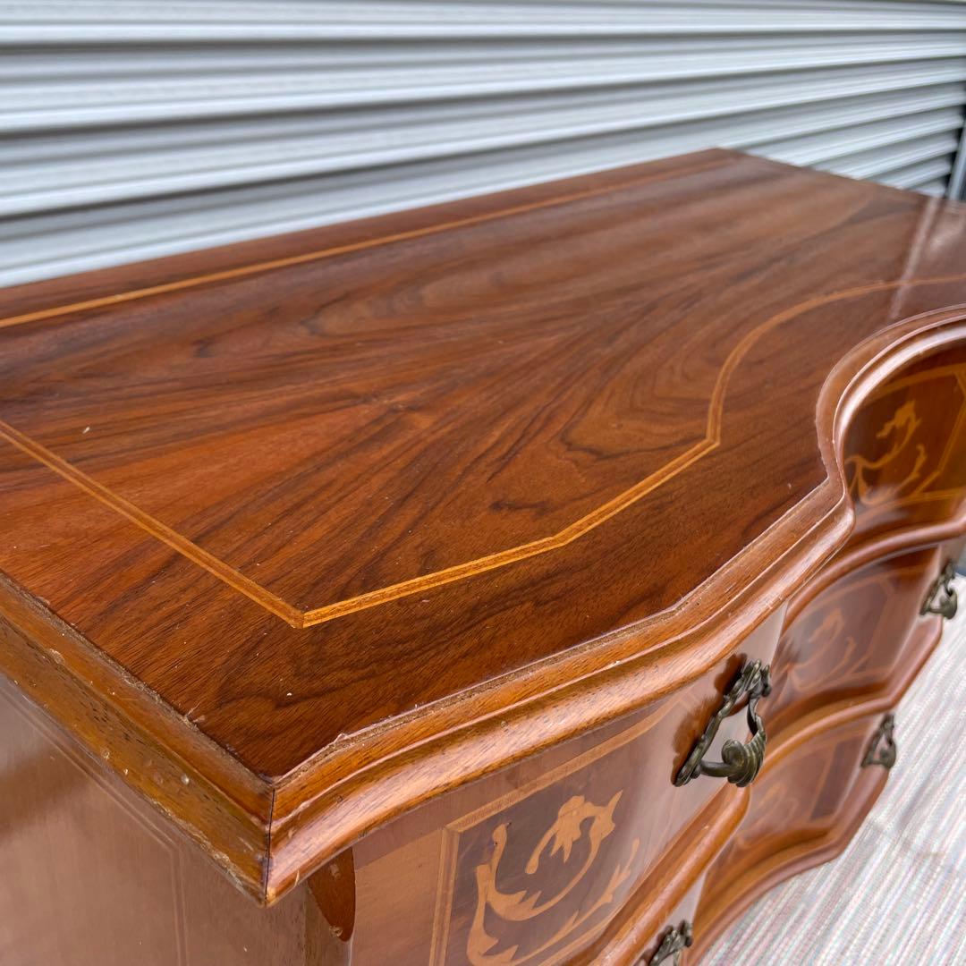 【送料込】アンティーク　象嵌細工　3段チェスト　イタリア調　ヴィンテージ　家具