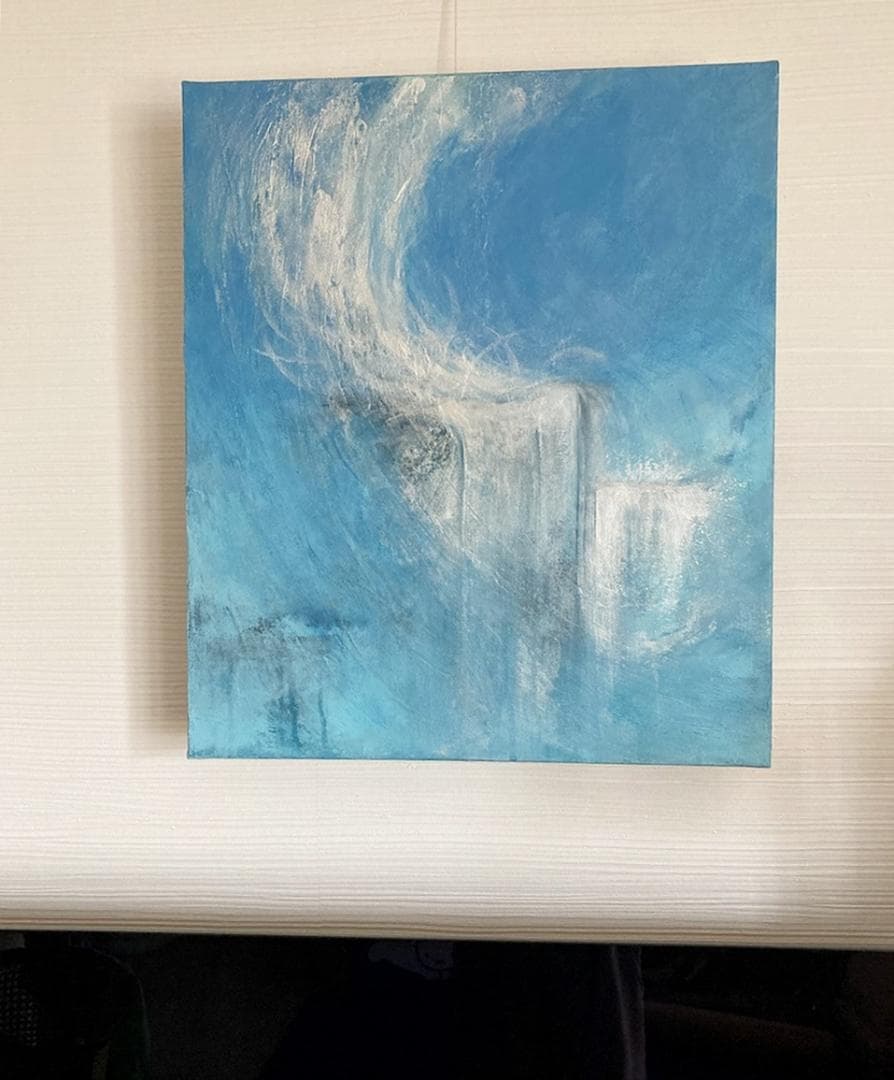 光の滝　抽象画　キャンパス　アクリル　絵画　海　滝　水