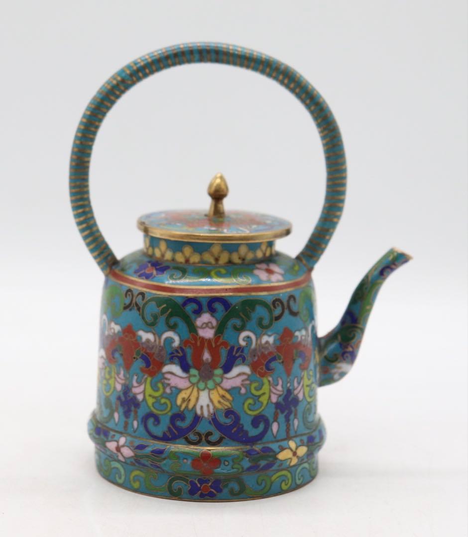 中国　七宝焼　急須　送料込み250510