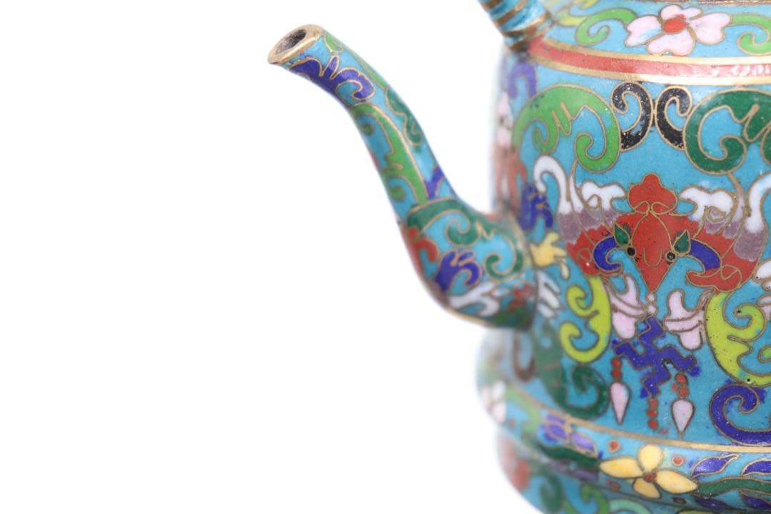 中国　七宝焼　急須　送料込み250510