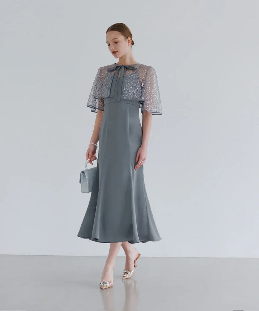 【Leja】スパンコールビジューボレロマーメイドワンピースドレス