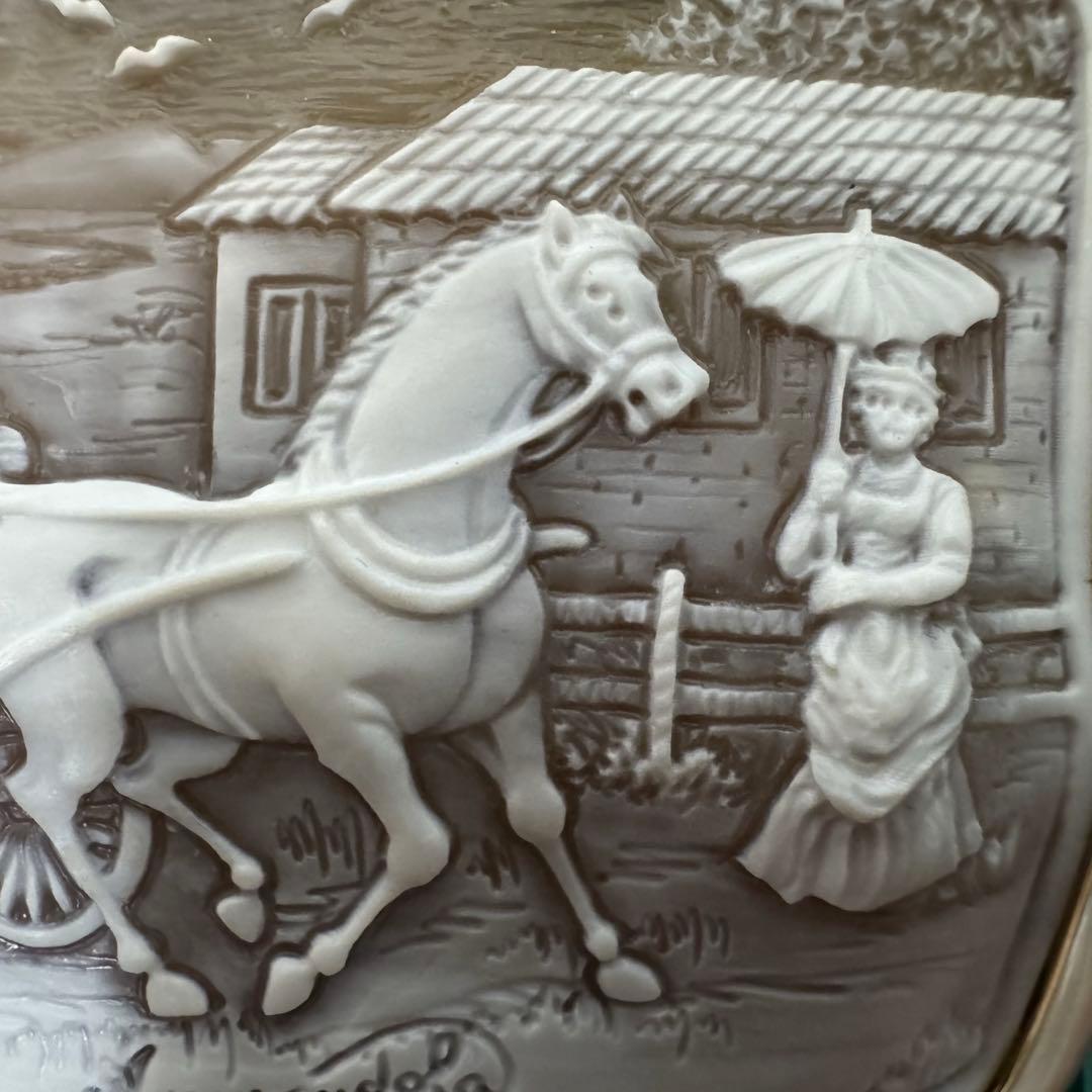 松坂屋　K18 カメオ　シェル　ダイヤモンド　デザイナー作品　ブローチ＆トップ