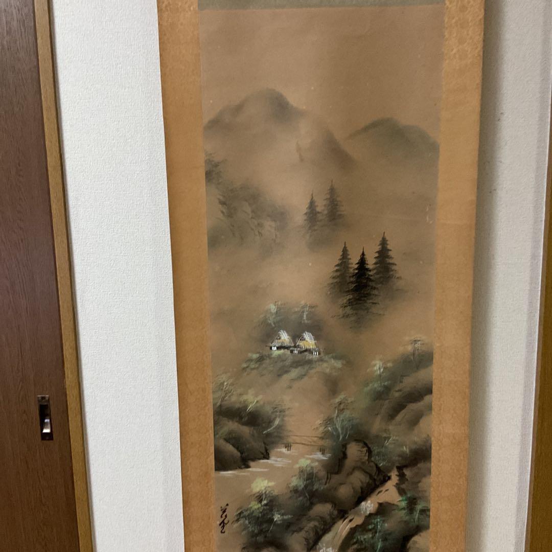 紙本 彩色画風景図 作者不詳 落款印譜在 桐箱