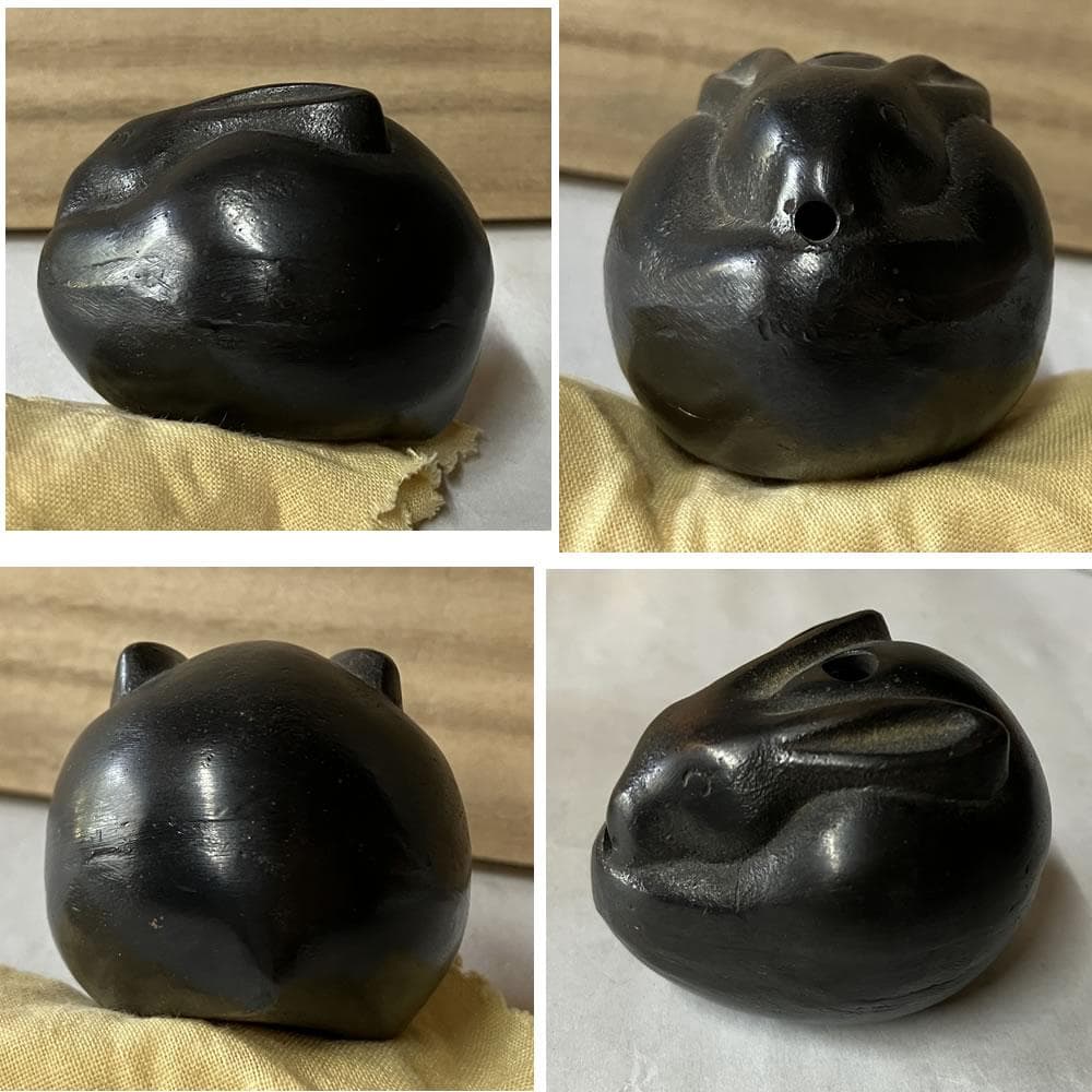 p037 雅覧堂 鋳銅 兎 水滴 共箱 うさぎ ウサギ 書道具 茶道具