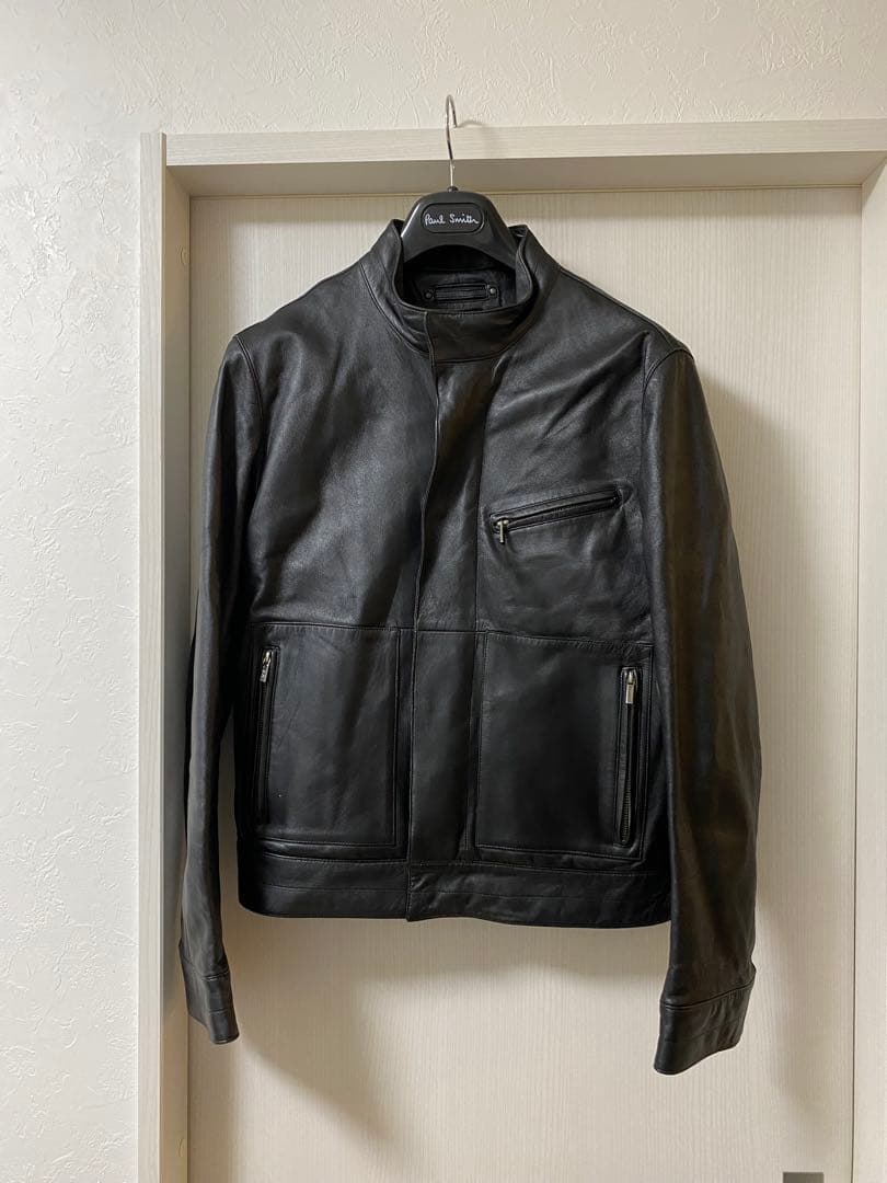 【定価25万円】 レザーライダースブルゾン 46