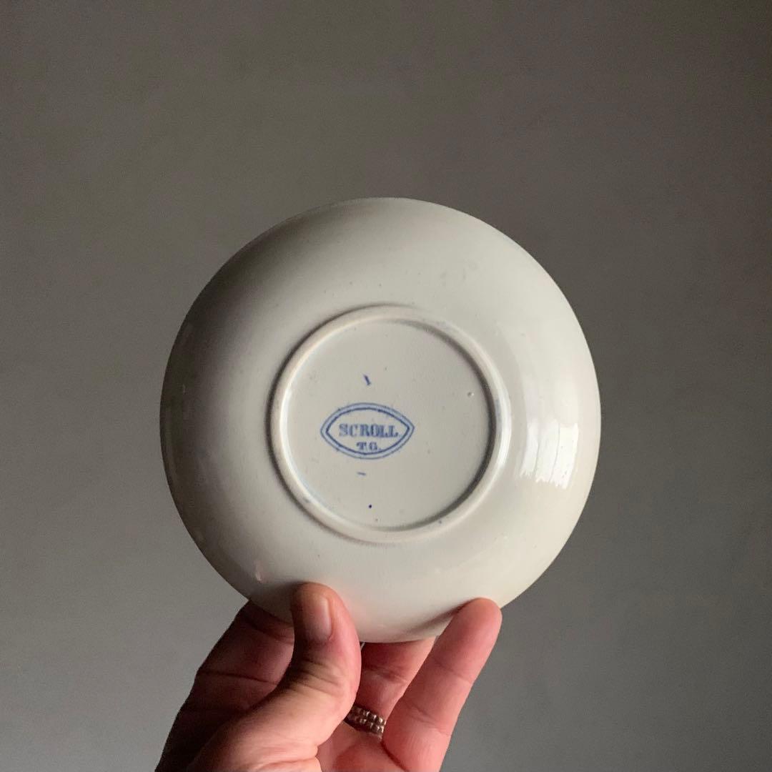 銅板転写 皿 プレート 蔓柄 古道具 アンティーク ブロカント