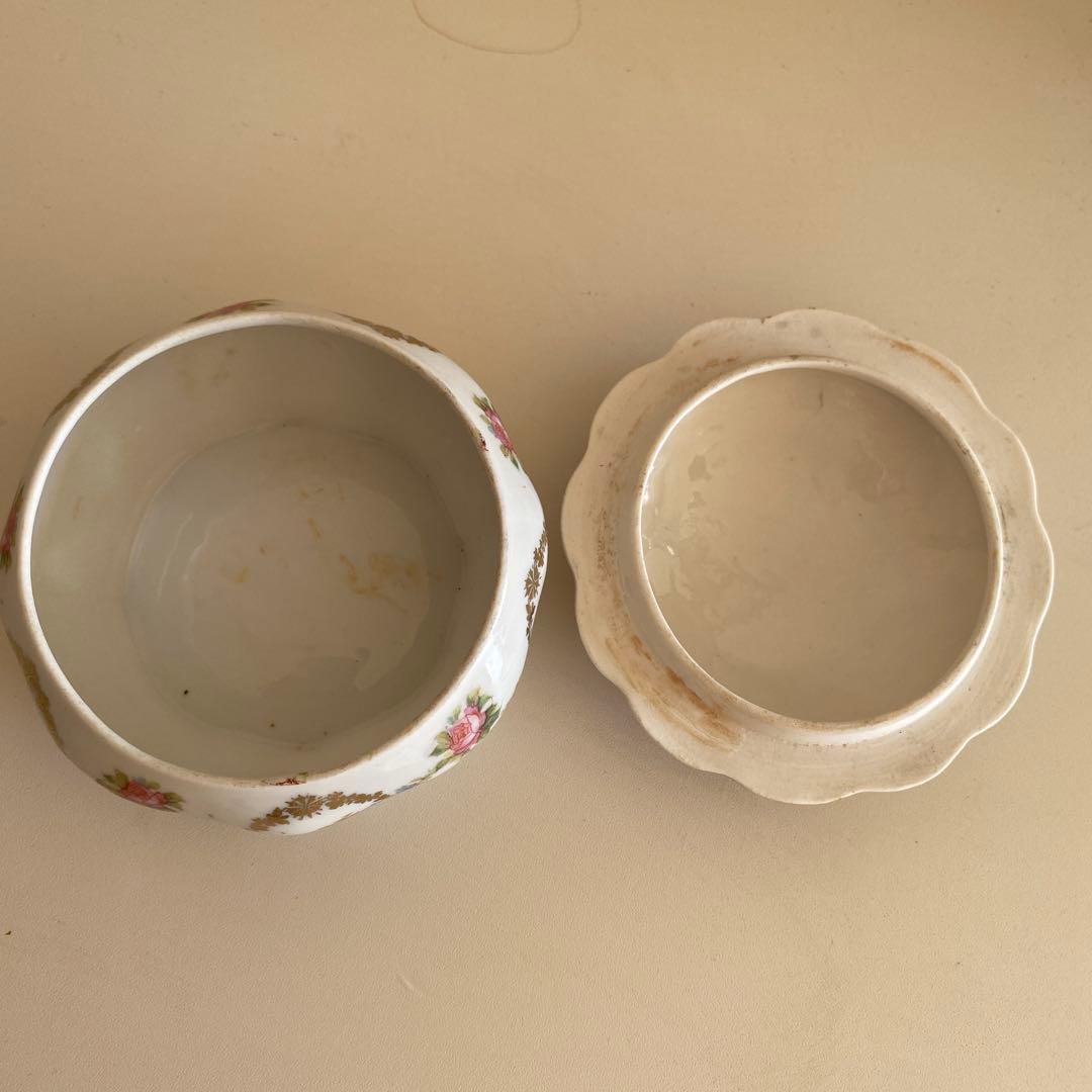 アンティークオーストリア製 花柄陶器ボックス