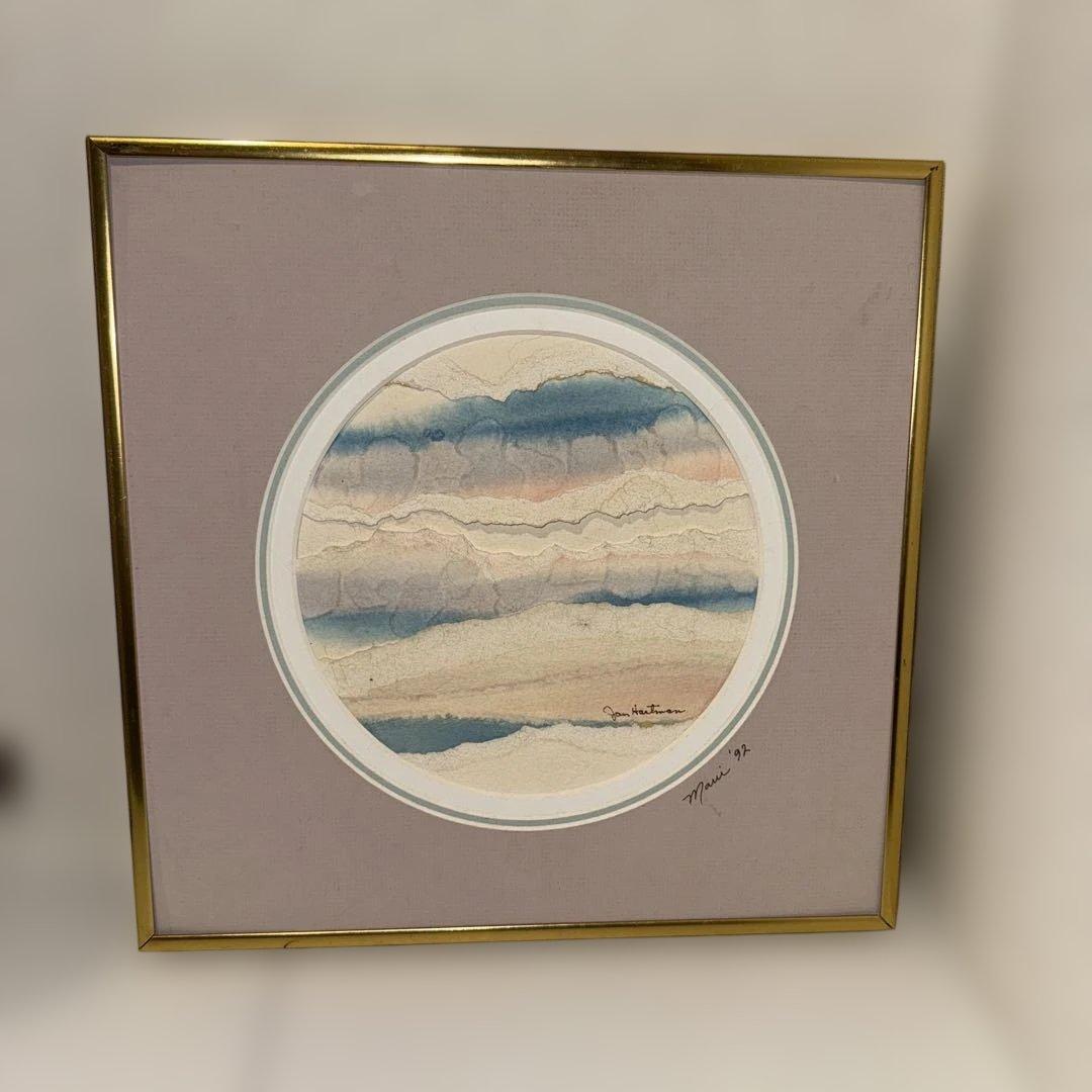 Jan Hartman ヴィンテージ風景コラージュ 水彩 夕焼け　マウイ島 92