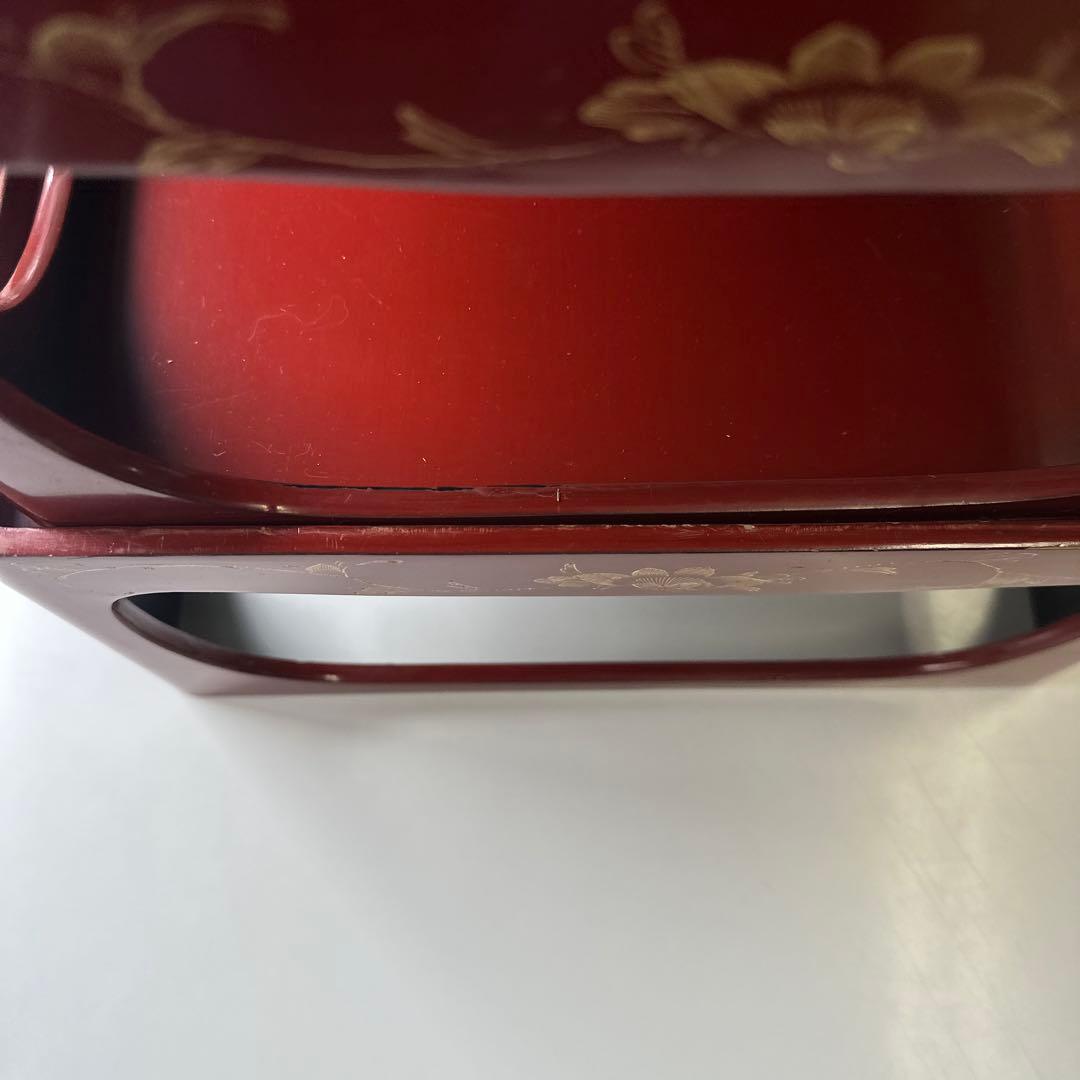 赤い持ち手付き正方形膳　５枚