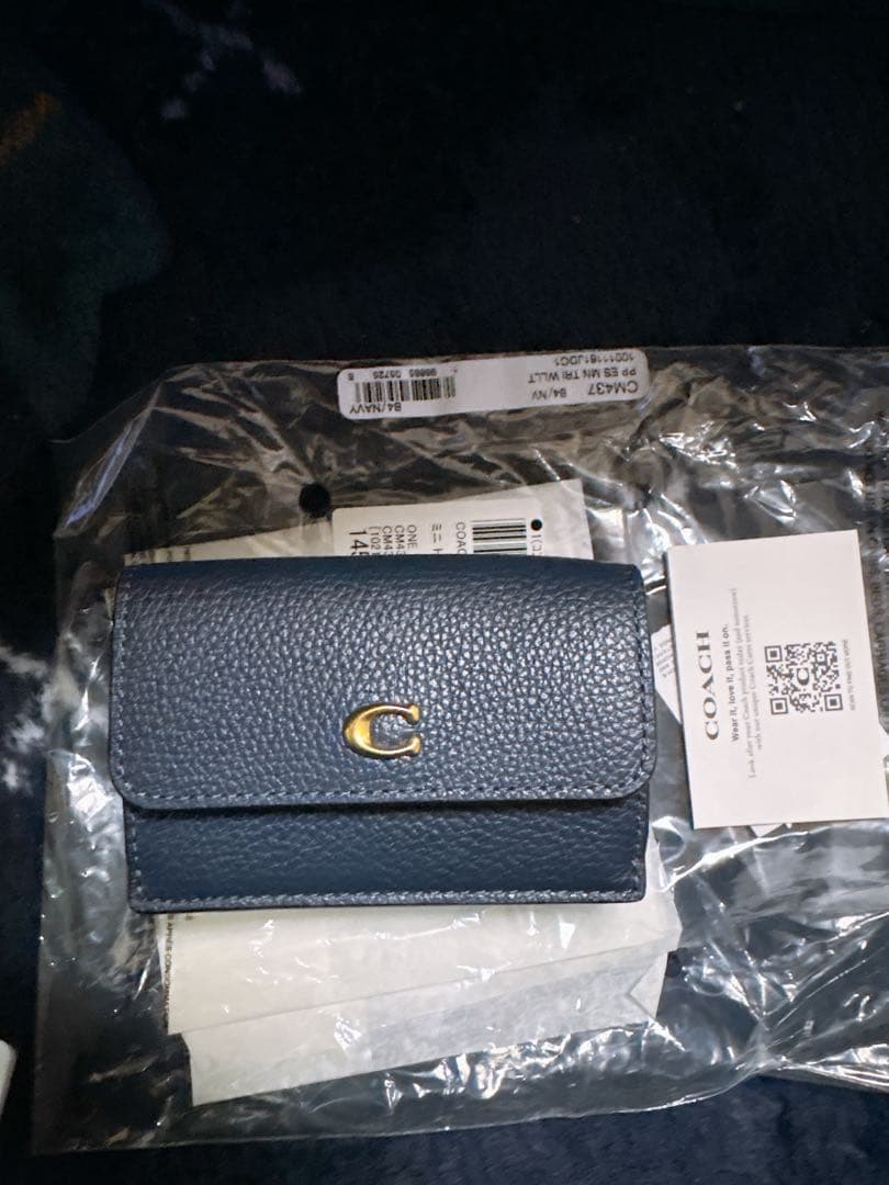 COACH ネイビー 三つ折り財布