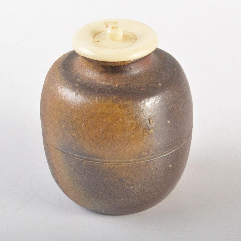 茶道具　備前焼　猪俣政昭作　茶入　仕覆付　共箱　V　6523