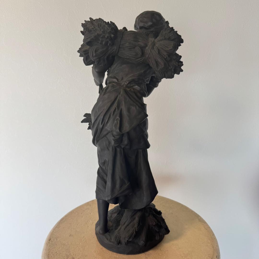 たぬき E◆美女像　ブロンズ　置物　刻印あり　銅製　美品