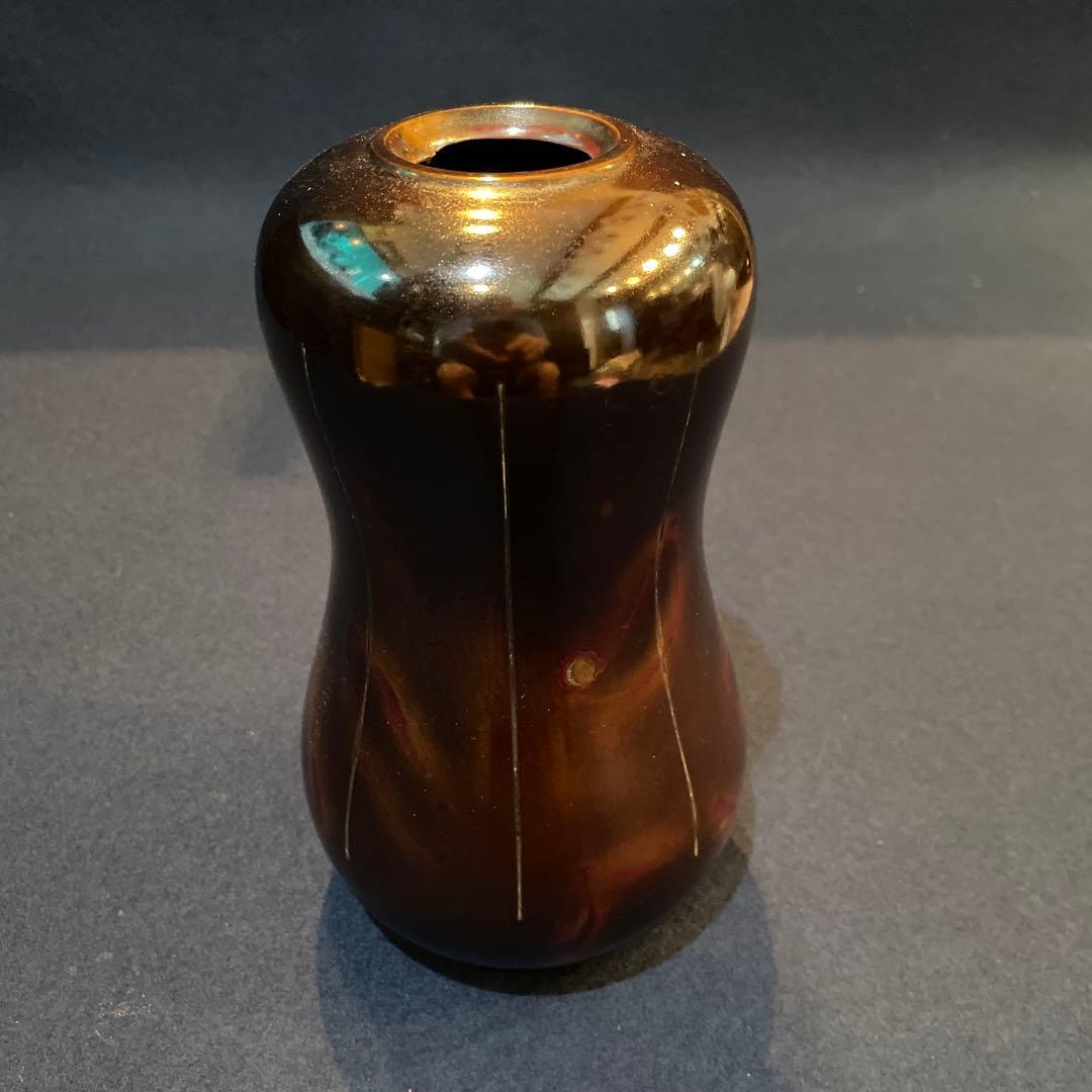 「高岡銅器」の『瓢型 紫銅 花瓶』【凰山】(造)共箱　花器　花入　花瓶