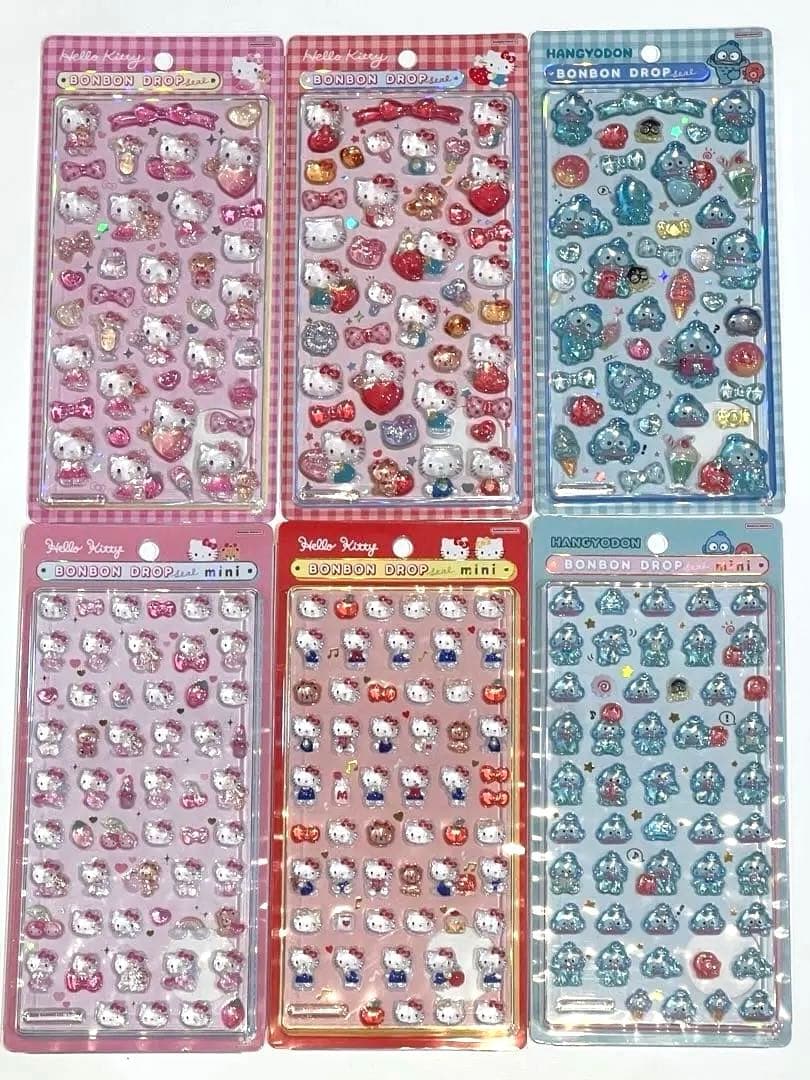 国内正規品　ハローキティ、ハンギョドン　ボンボンドロップシール6枚セット