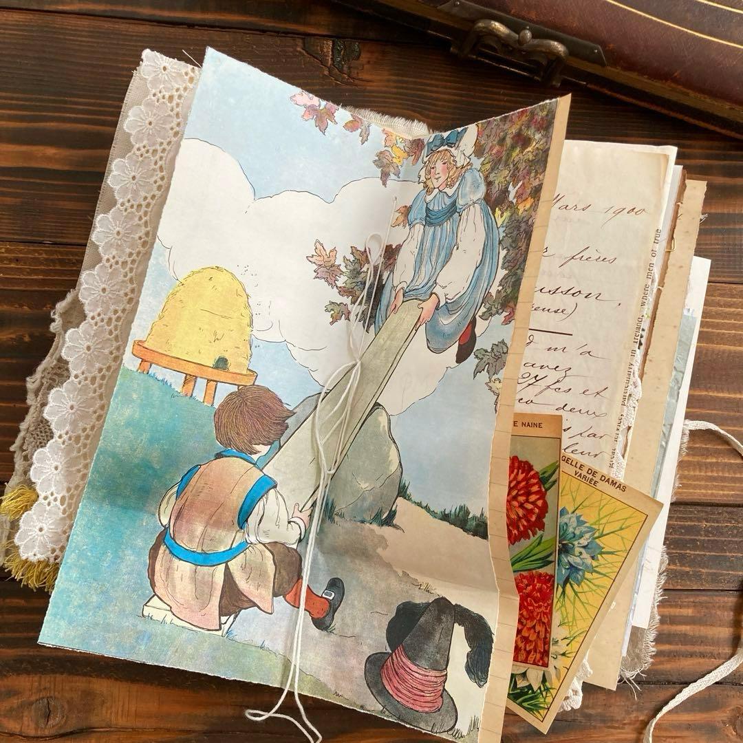 junk journal ジャンクジャーナル雑記帳　蛇腹ファイル　平袋付き