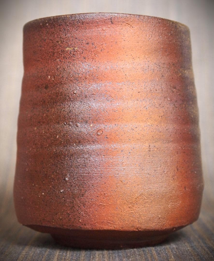 希少作★中村六郎★備前【窯変】湯呑★共箱・布・栞