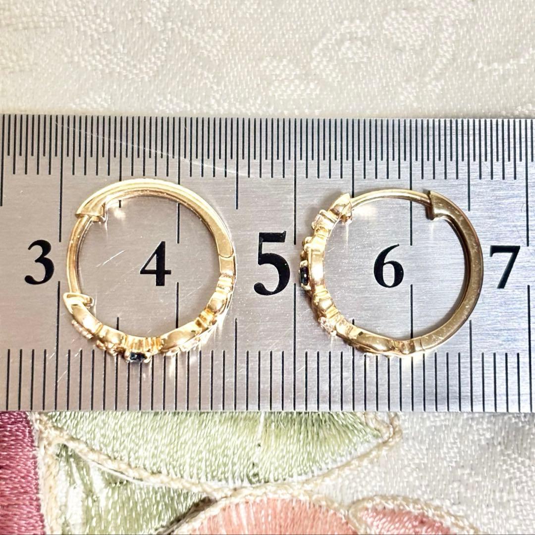 ジュエリーツツミ k10YG サファイア フープピアス