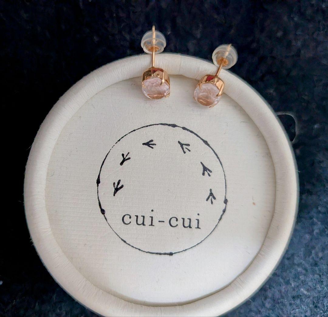 ♡[cui-cui] 天然石 オーバルピアス K10YG ローズクォーツ♡