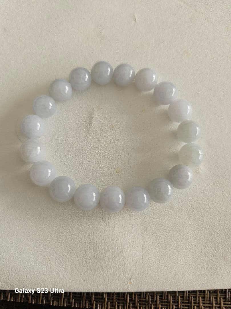 本翡翠　青ラベンダー１９玉ブレスレット　宝石鑑別書付き