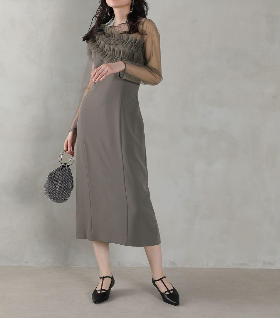 Kana チュールフリル カーブライン ドレス