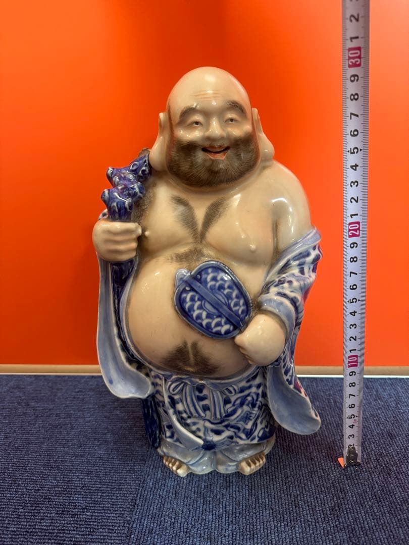 1957  九谷焼　唐草　布袋　七福神　置物