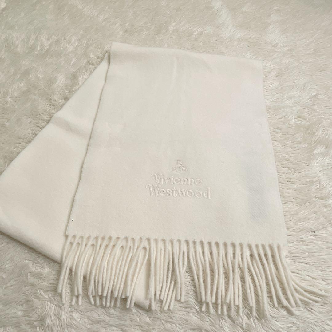 未使用　ヴィヴィアンウエストウッド　マフラー　 ホワイト　刺繍　イタリア製