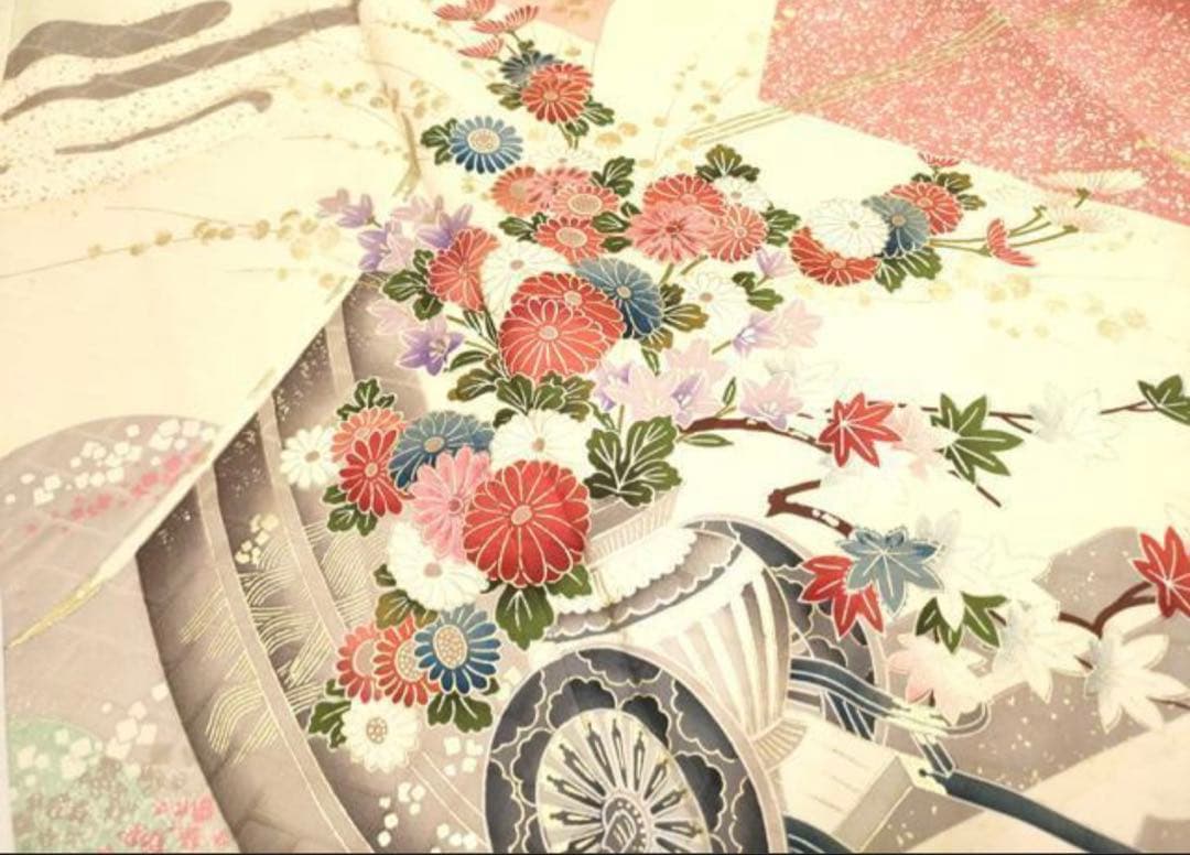振袖 フルセット6点サイズS〜M 花車文　金彩　正絹