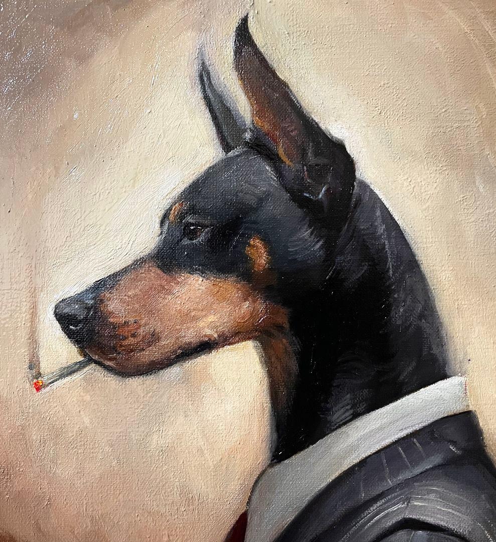 ドーベルマン 絵画 油彩画　オリジナル　原画