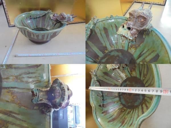 AKa6596　龍　水瓶　みずがめ　手水鉢　大鉢　水漏れ無し