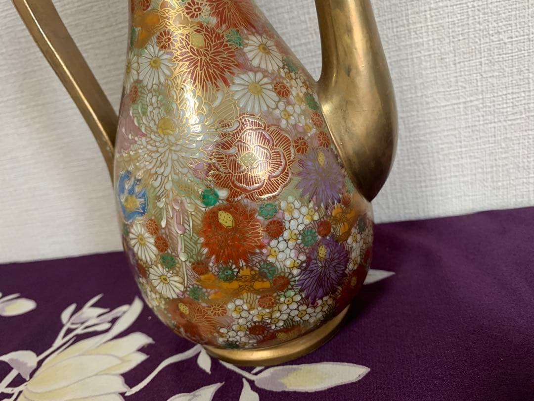 薩摩 色絵金彩 花詰 水注 時代