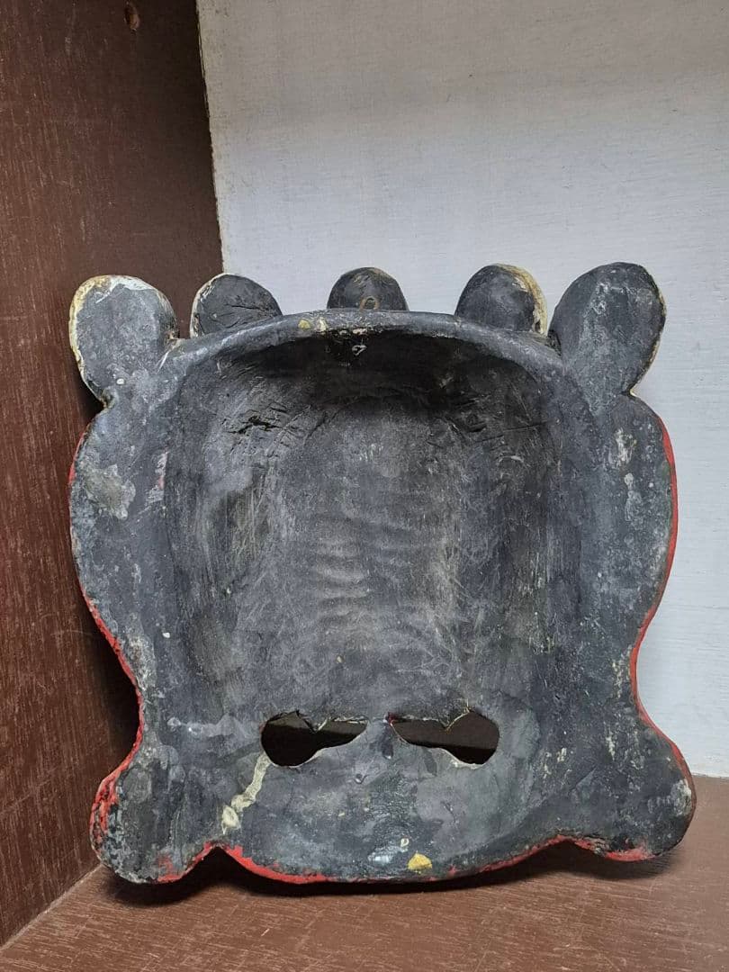 三目鬼面 鬼面 縁起面 木彫 彫刻 祭り お面 仮面 伝統芸能 飾り面 ドクロ