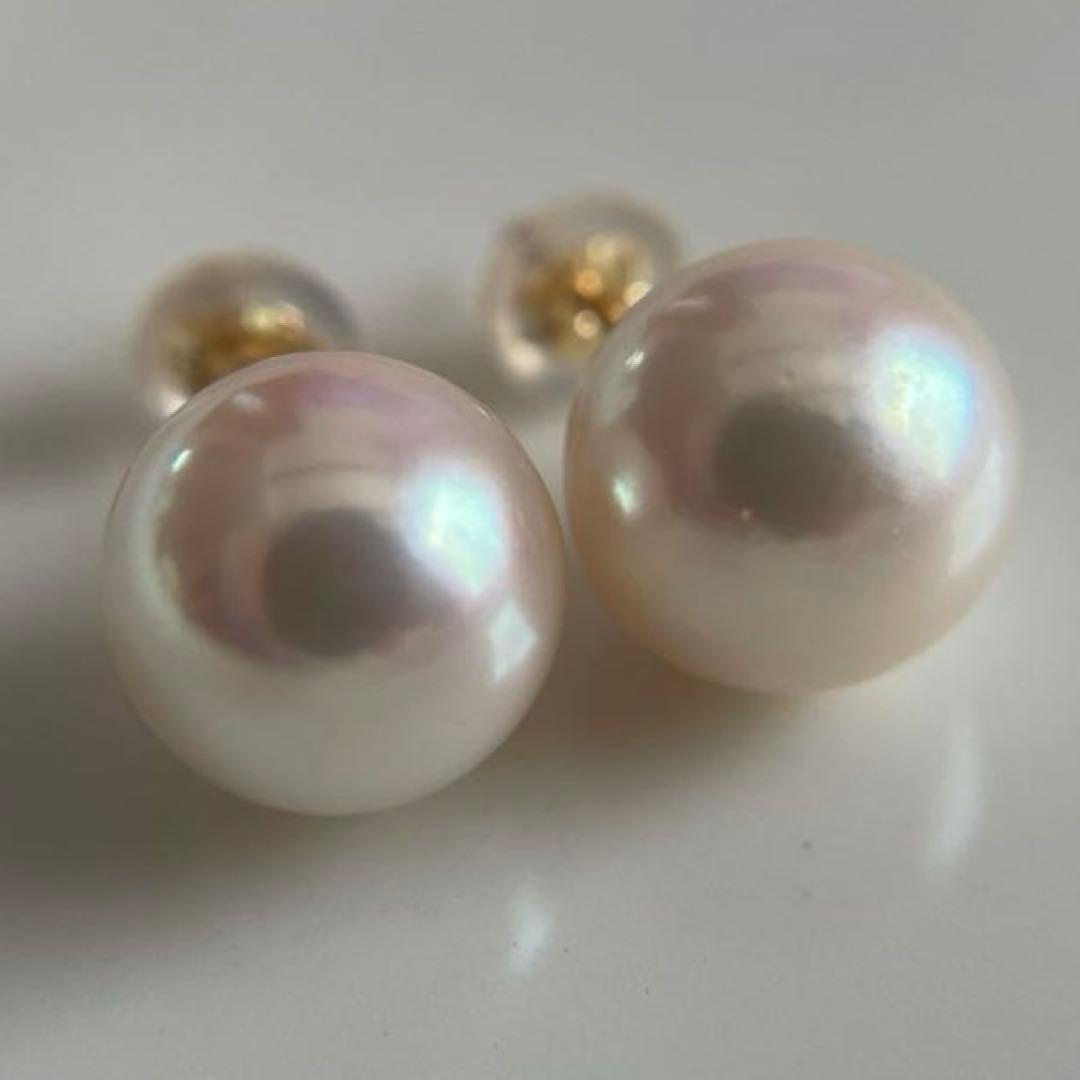 上質 宇和島産 あこや本真珠 越物 パール ピアス K18製　イエローゴールド