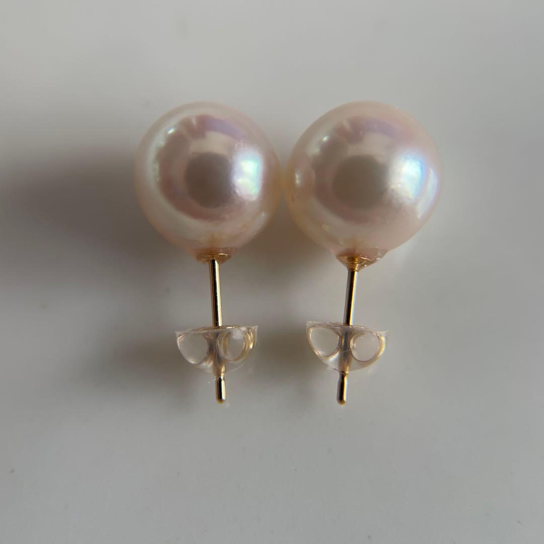 上質 宇和島産 あこや本真珠 越物 パール ピアス K18製　イエローゴールド