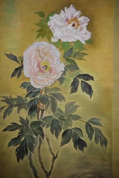 真作/林士郎/牡丹図/布袋屋掛軸HC-186